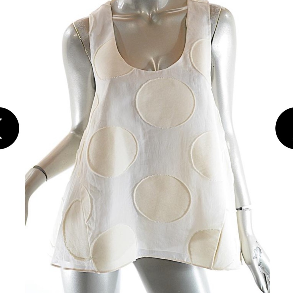 Chloe Off White / Beige Silk Blend Organza Blend Polka Dot A-line Top.